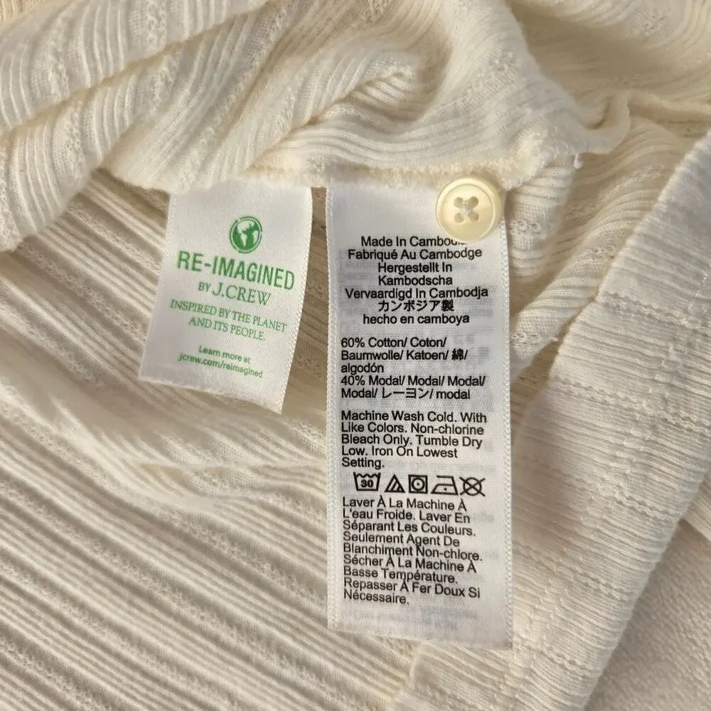 Minimalist Coquette Balletcore J.Crew Ribbed Long Sleeve Henley Front Button XL